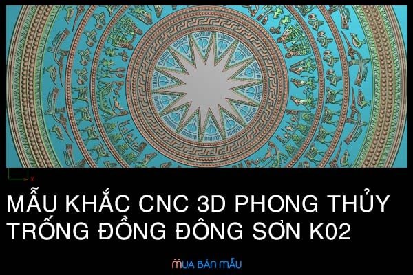 Mẫu khắc CNC 3D phong thủy trống đồng Đông Sơn K02
